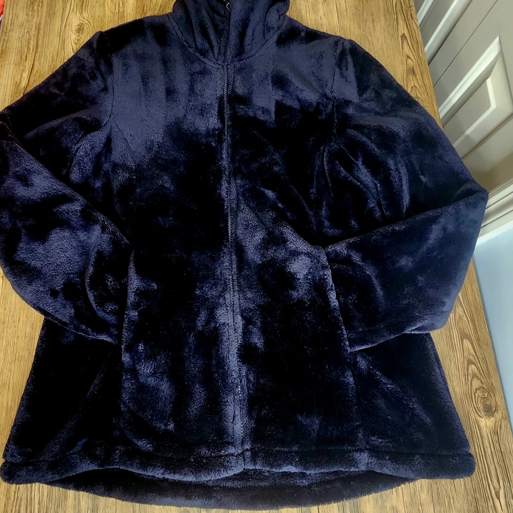 32 Degree Heat Women's Plush Faux Fur Full Zip Jacket, Navy Super Soft Sz Med - Picture 11 of 16